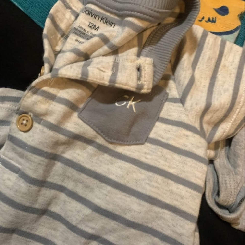 Calvin Klein Striped Baby Onesie